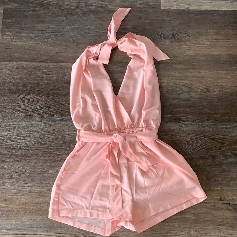Tobi Blush Pink Halter Top Romper - Medium
